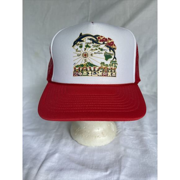 Vintage Hawaii Beach Trucker Hat Nissin Cap Rope Front Snapback Adjustable - Picture 1 of 7